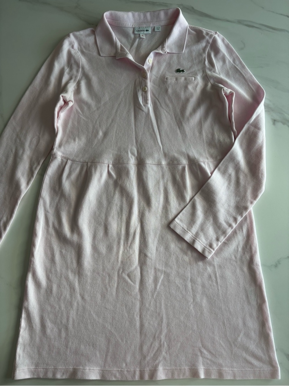 Lacoste Pink Long-Sleeve Polo Dress 100% cotton 16 y.o. - Picture 2 of 10
